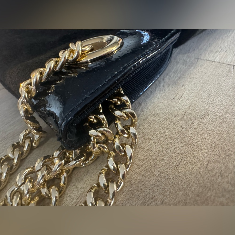 RARE VTG Rosenfeld black leather/suede purse with gold medallion - Picture 11 of 13
